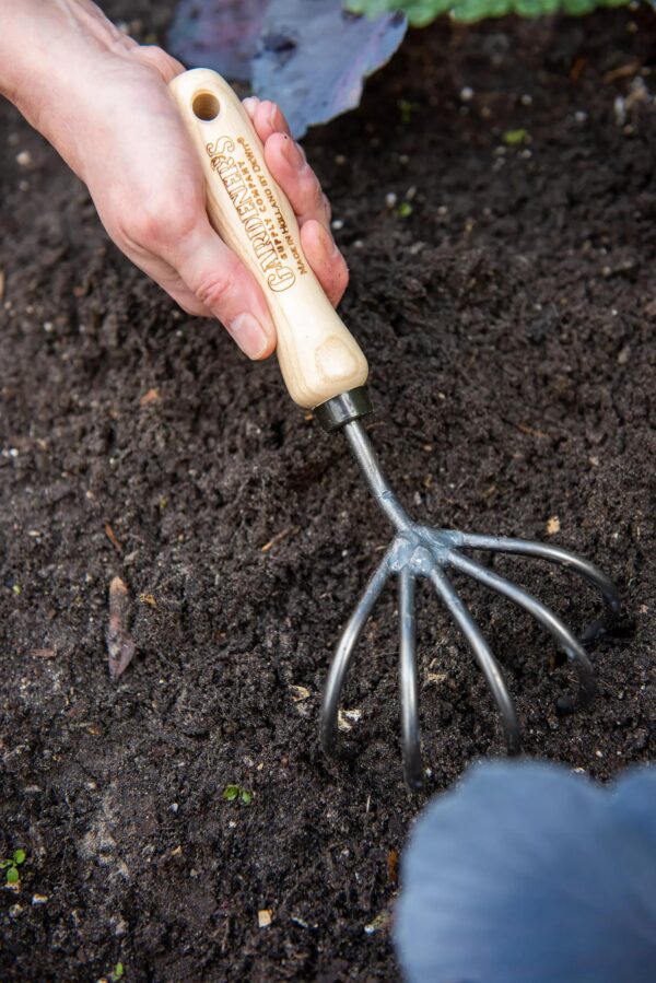 5-Tine Hand Cultivator (Short Handle) – Heavy-Duty Garden Tool