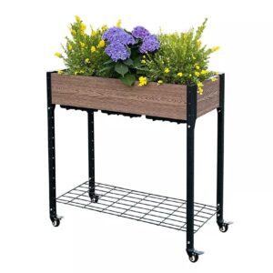 Rolling Potting Bench with Under-Shelf Storage & Garden Rolling Table