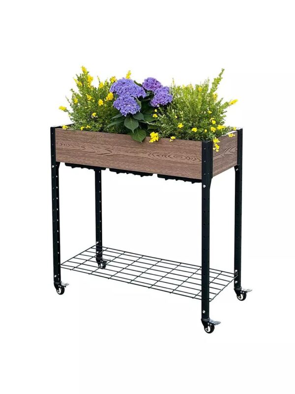 Rolling Potting Bench with Under-Shelf Storage & Garden Rolling Table