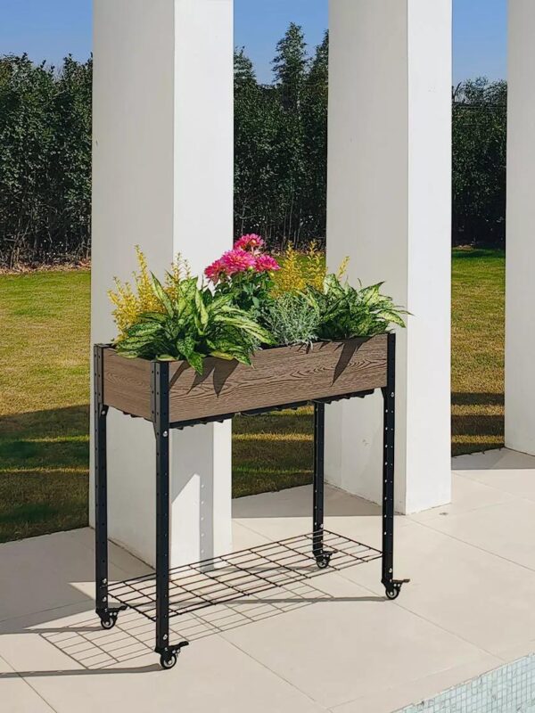 Rolling Potting Bench with Under-Shelf Storage & Garden Rolling Table - Image 4